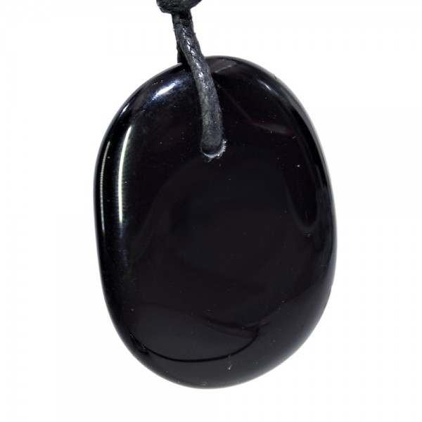 Obsidian schwarz Anhänger gebohrt XL N°791