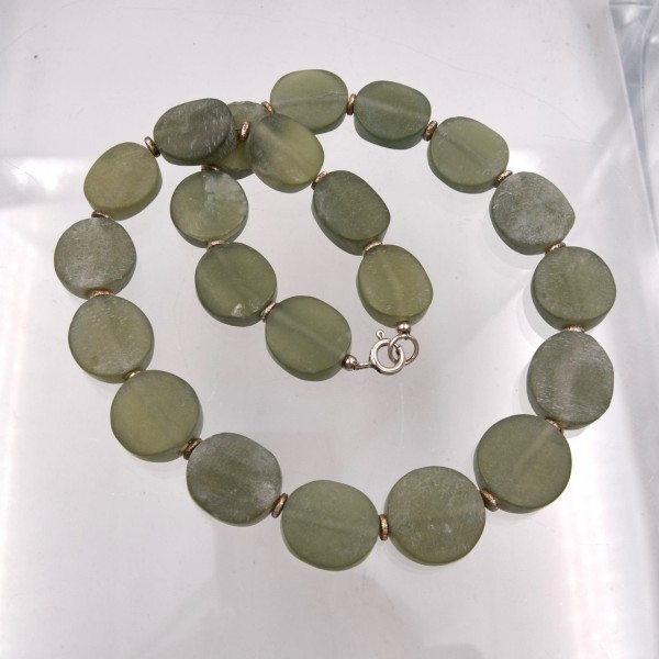 Jade Nephrit Halskette matt Schliff 47 cm